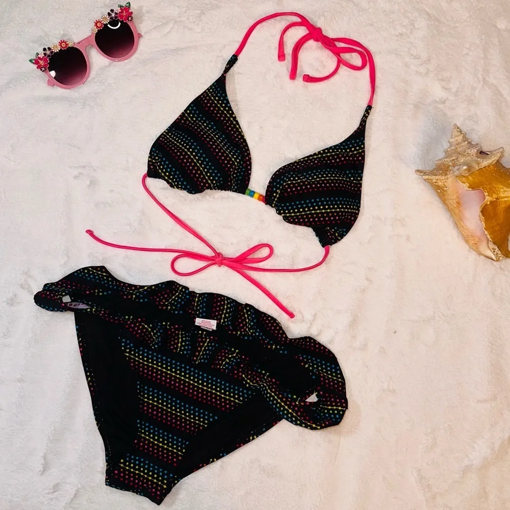 Polka dot rainbow 2 piece swimsuit